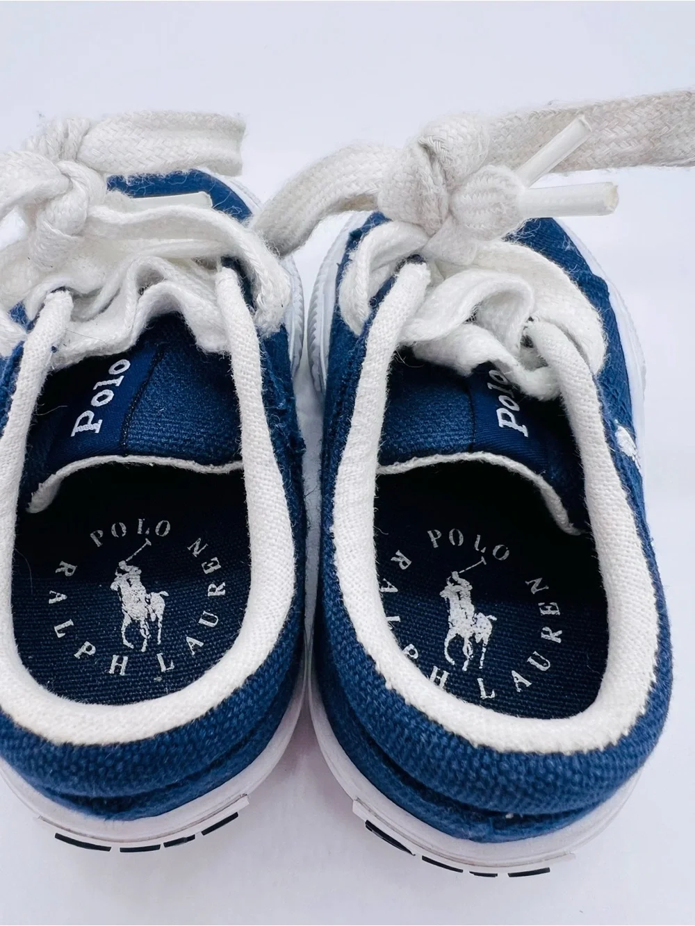 Polo by Ralph Lauren Youth Navy Elmwood Canvas Sneakers with White Accents